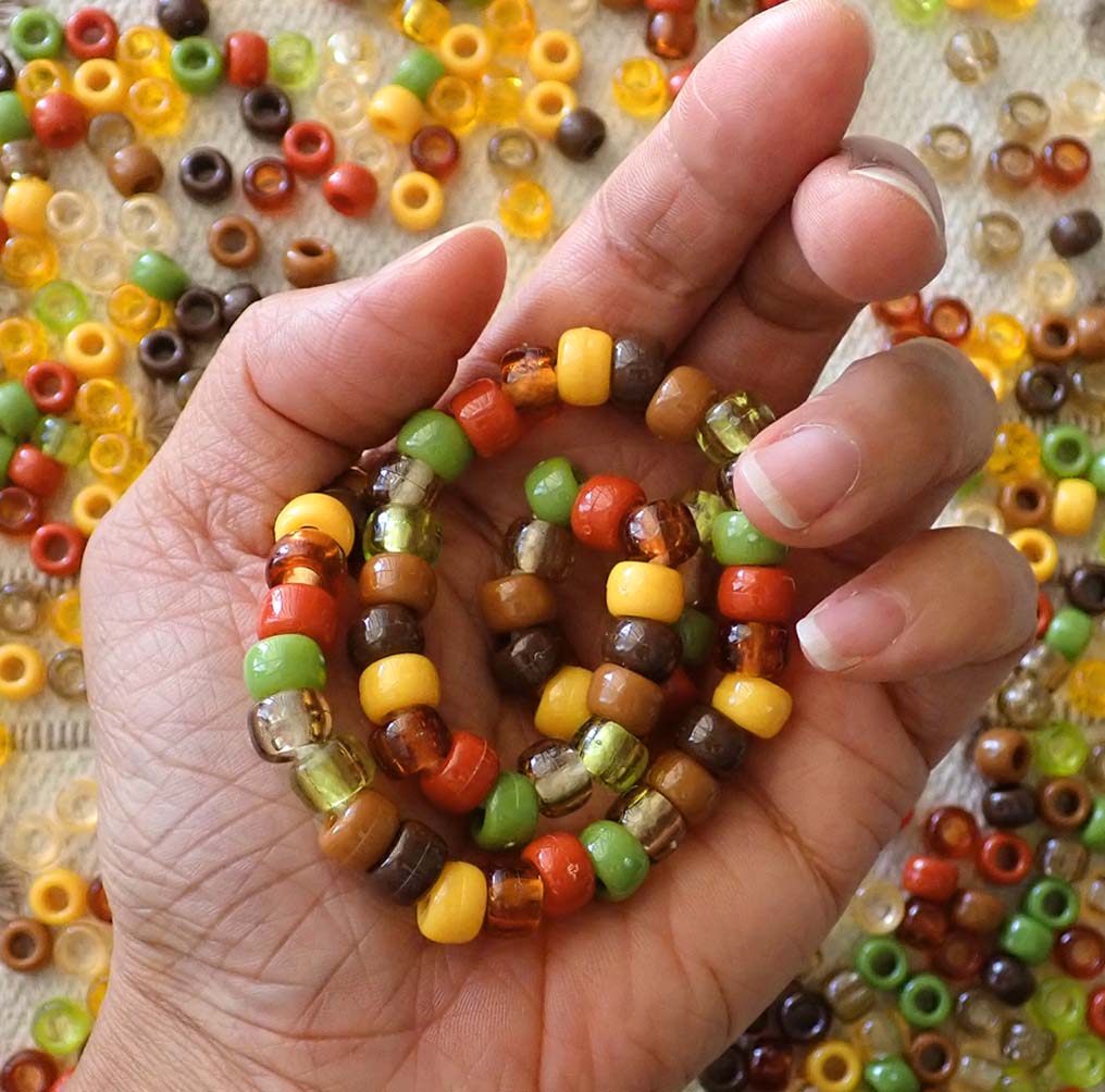 Autumn Earth Tones Mix Plastic Pony Beads 6 x 9mm, 500 beads