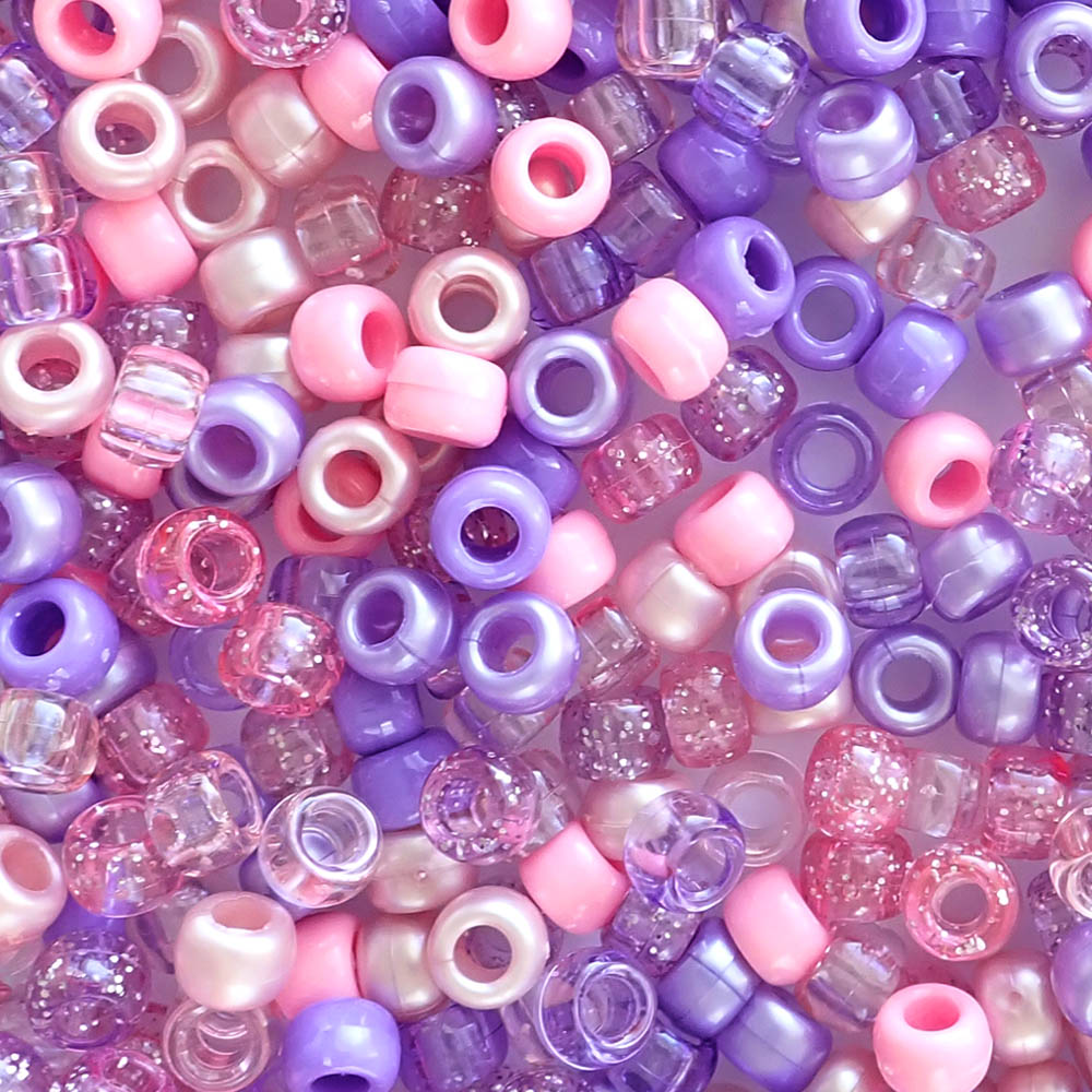 pastel pink & purple mix pony beads
