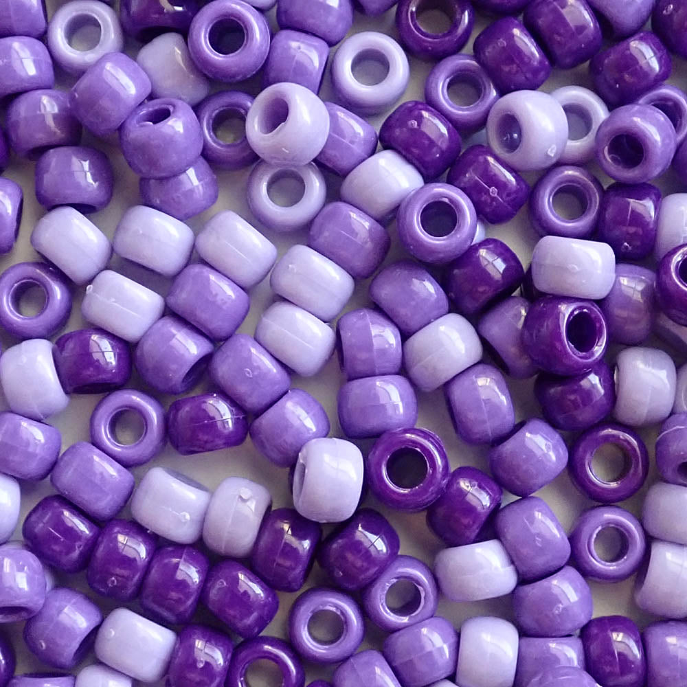 Purple Fusion Opaque Mix Plastic Pony Beads 6 x 9mm, 500 beads