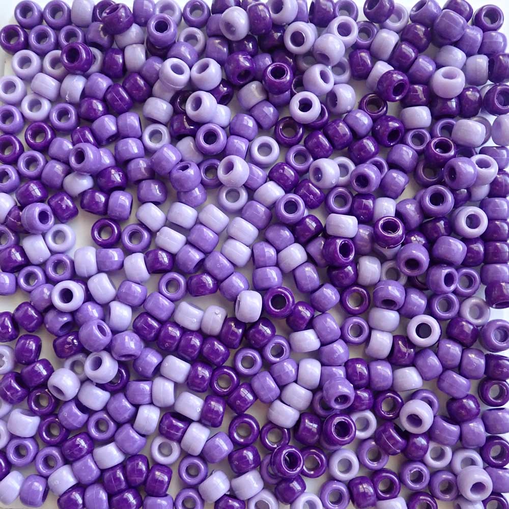 Purple Fusion Opaque Mix Plastic Pony Beads 6 x 9mm, 500 beads