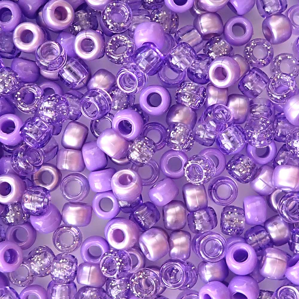Light Purple Mix Plastic Pony Beads 6 x 9mm, 500 beads
