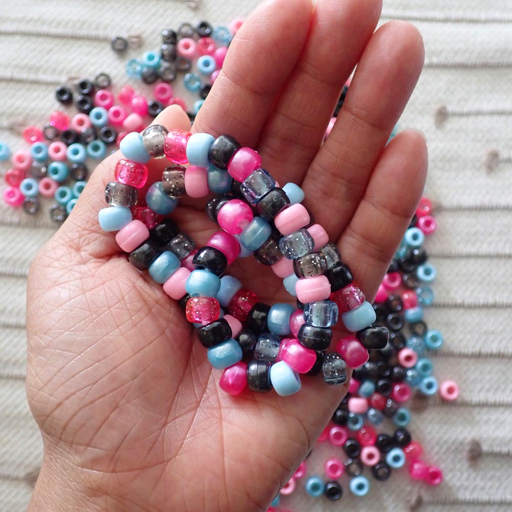 Confetti Pop Mix Plastic Pony Beads 6 x 9mm, 500 beads