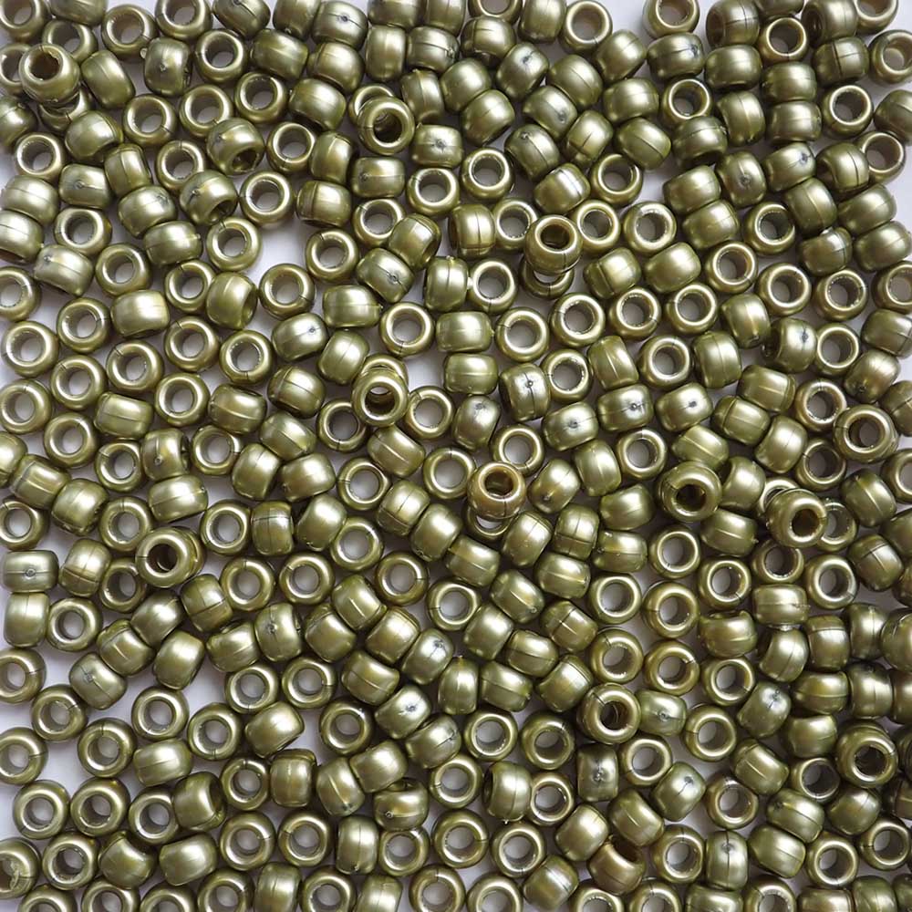 Olivine Green Pearl Plastic Pony Beads 6 x 9mm, 500 beads