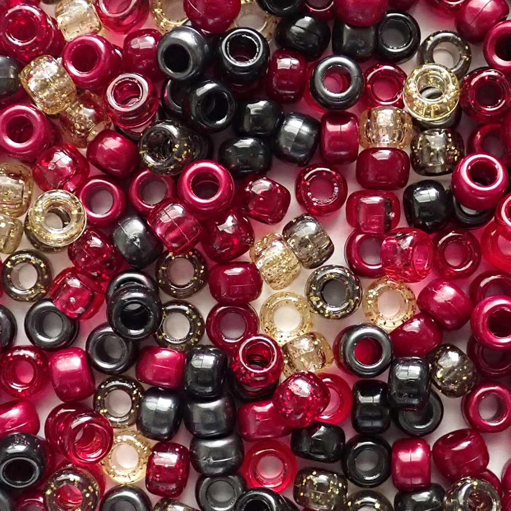 Crimson Nights Mix Plastic Pony Beads 6 x 9mm, 500 beads