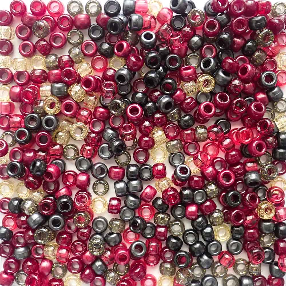 Crimson Nights Mix Plastic Pony Beads 6 x 9mm, 500 beads