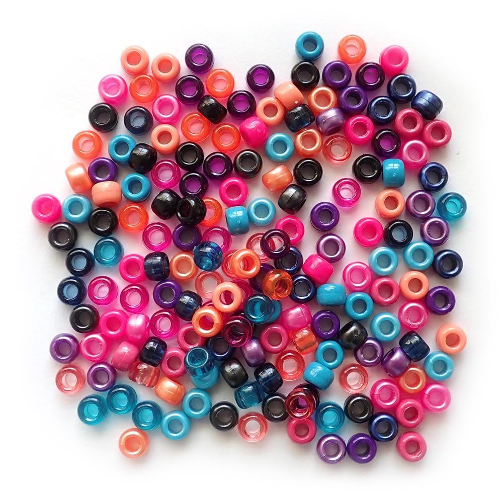 Sunset Festival Mix Plastic Pony Beads 6 x 9mm, 500 beads