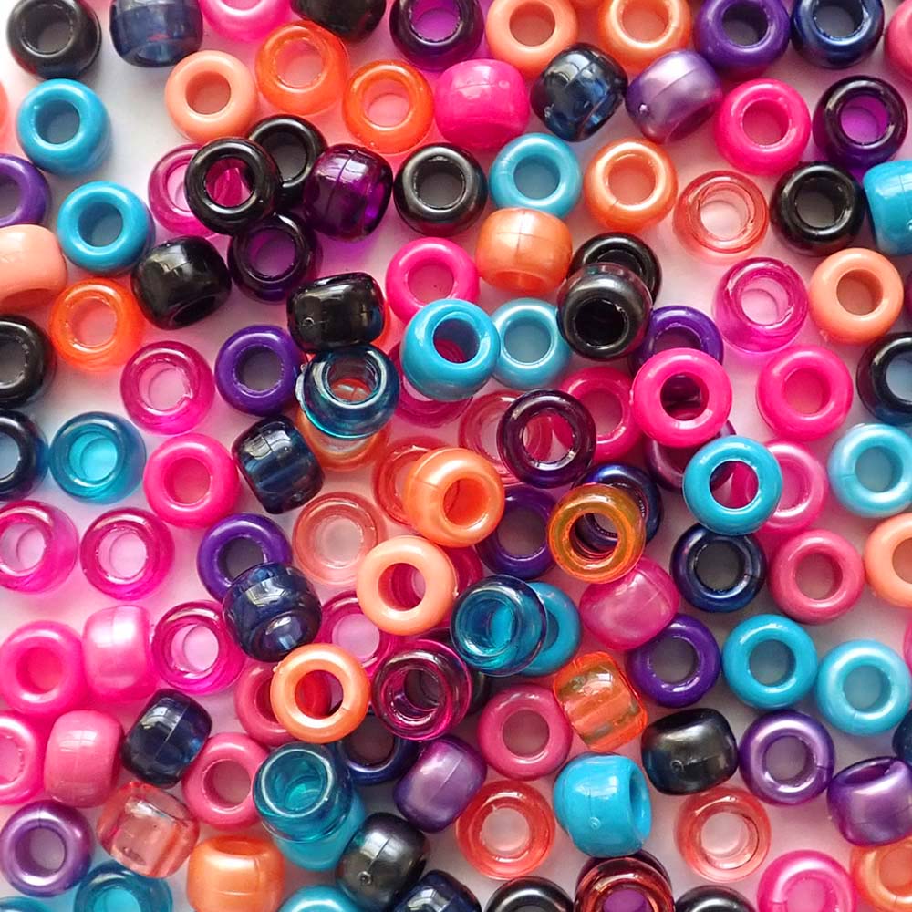 Sunset Festival Mix Plastic Pony Beads 6 x 9mm, 500 beads
