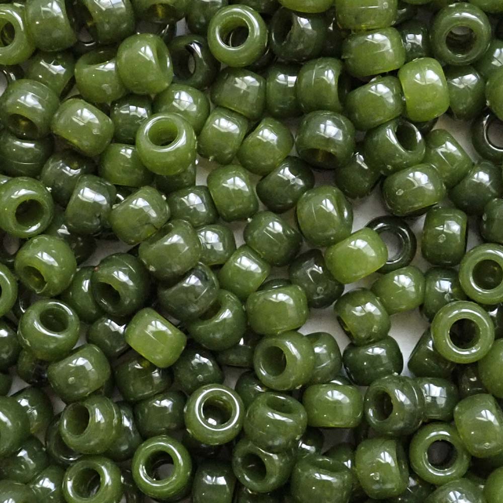 Oriental Jade Green Opaque Plastic Pony Beads 6 x 9mm, 500 beads