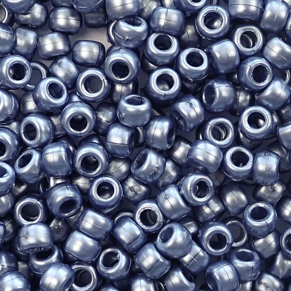 Medium Montana Blue Pearl Plastic Pony Beads 6 x 9mm, 500 beads