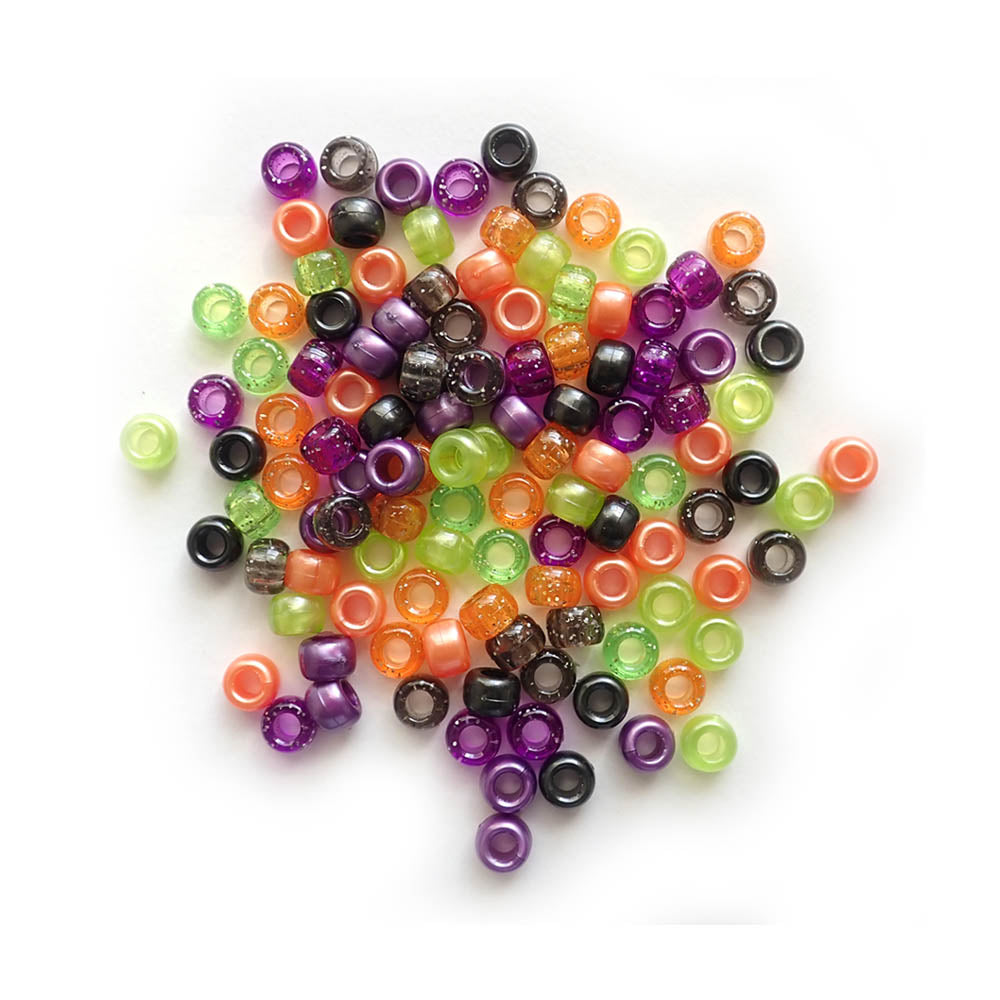 Halloween Sparkle & Shimmer Mix Plastic Pony Beads 6 x 9mm, 500 beads