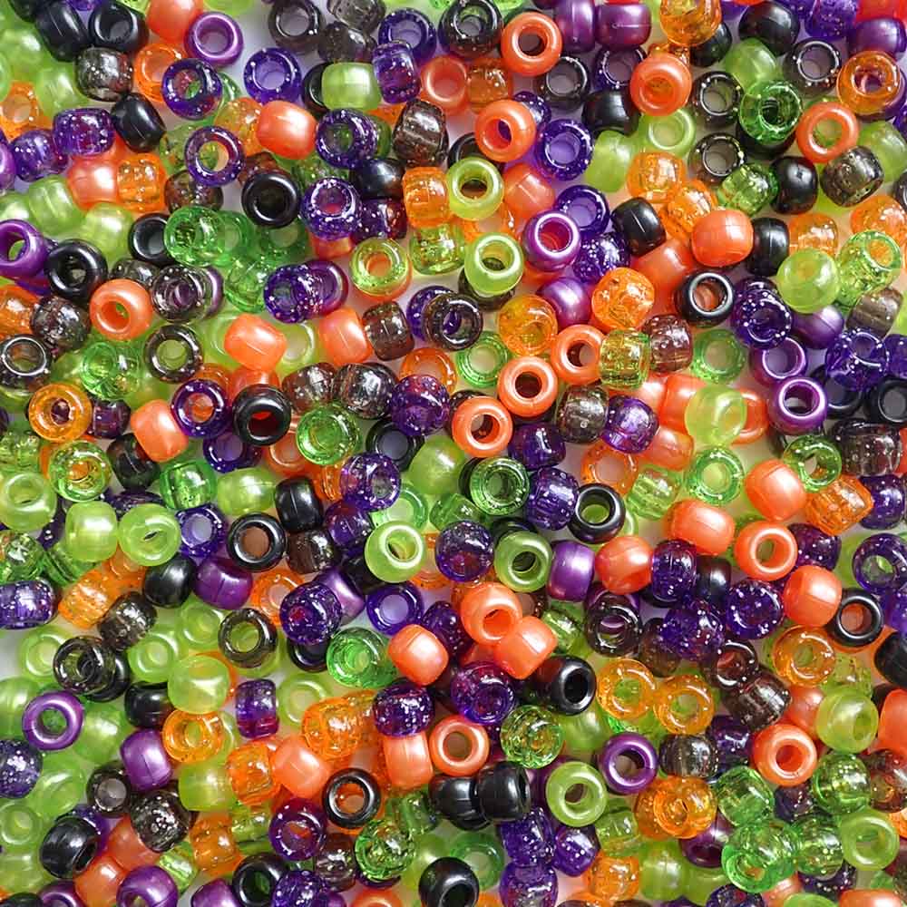 Halloween Sparkle & Shimmer Mix Plastic Pony Beads 6 x 9mm, 500 beads