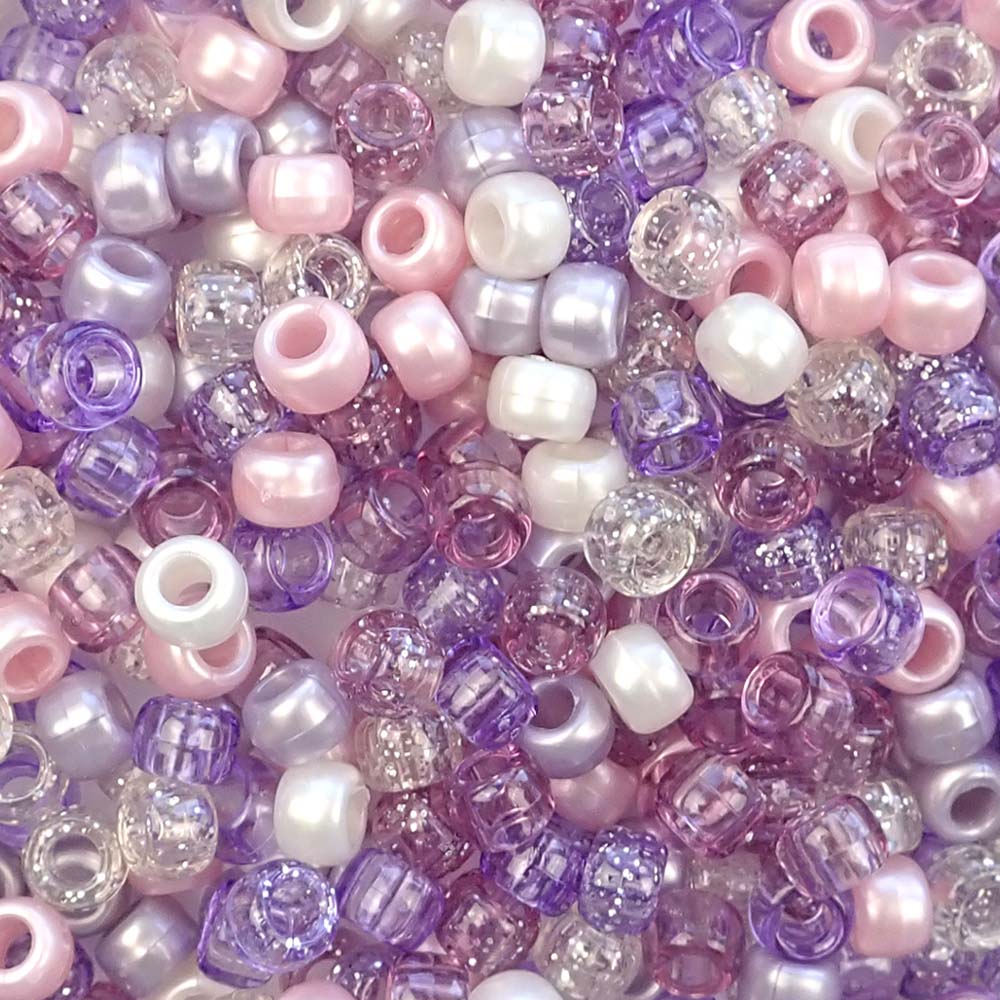 pink and purple ice pony bead mix