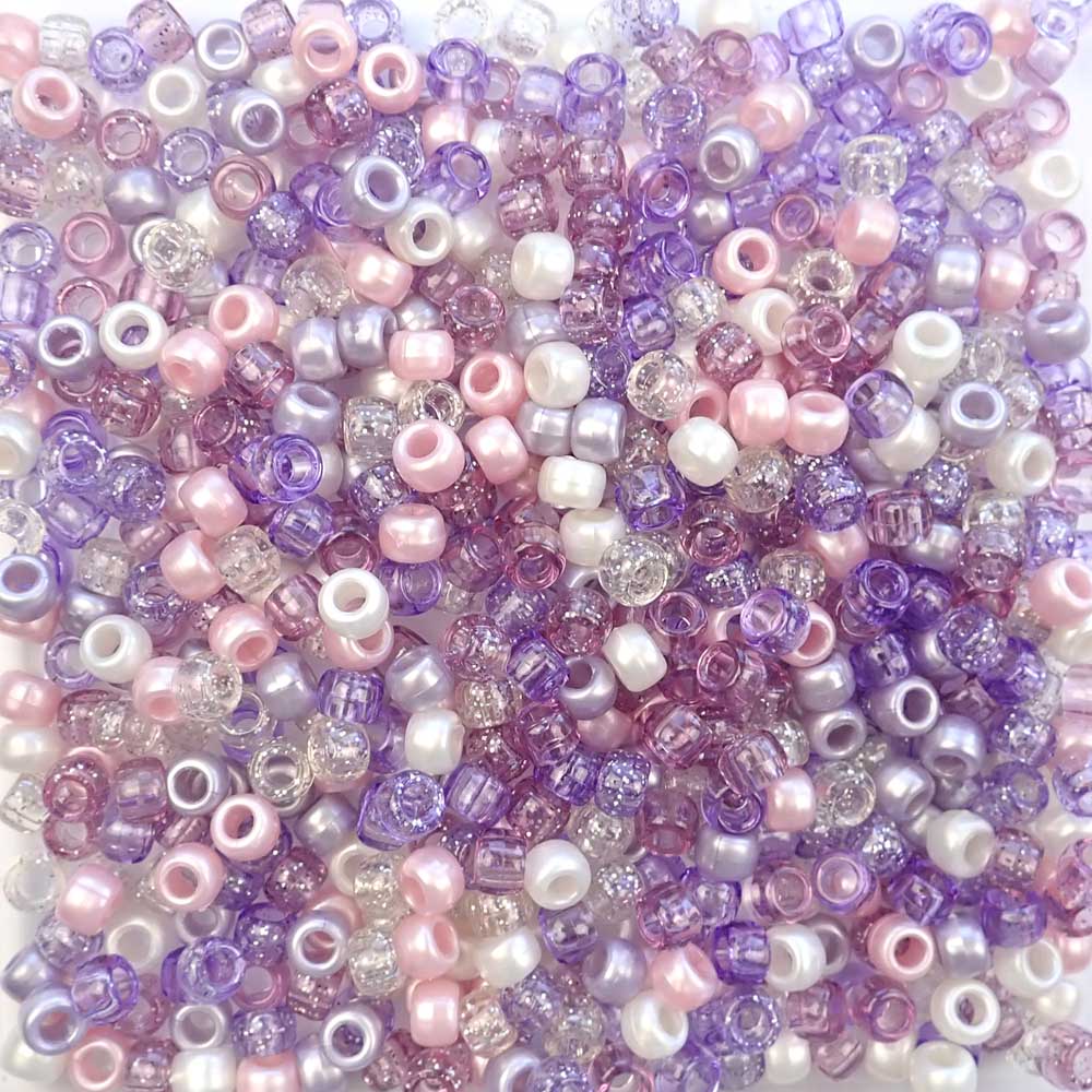 pink and purple ice pony bead mix