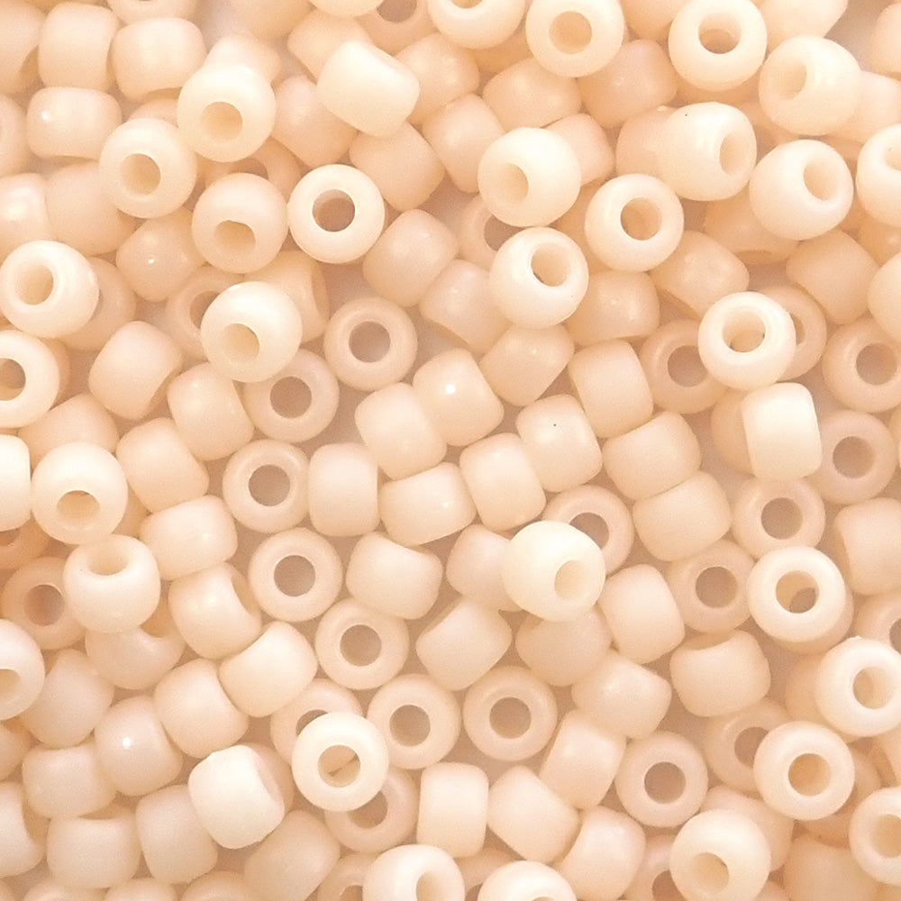 Matte Peachy Cream Marbled Plastic Pony Beads 6 x 9mm, 500 beads