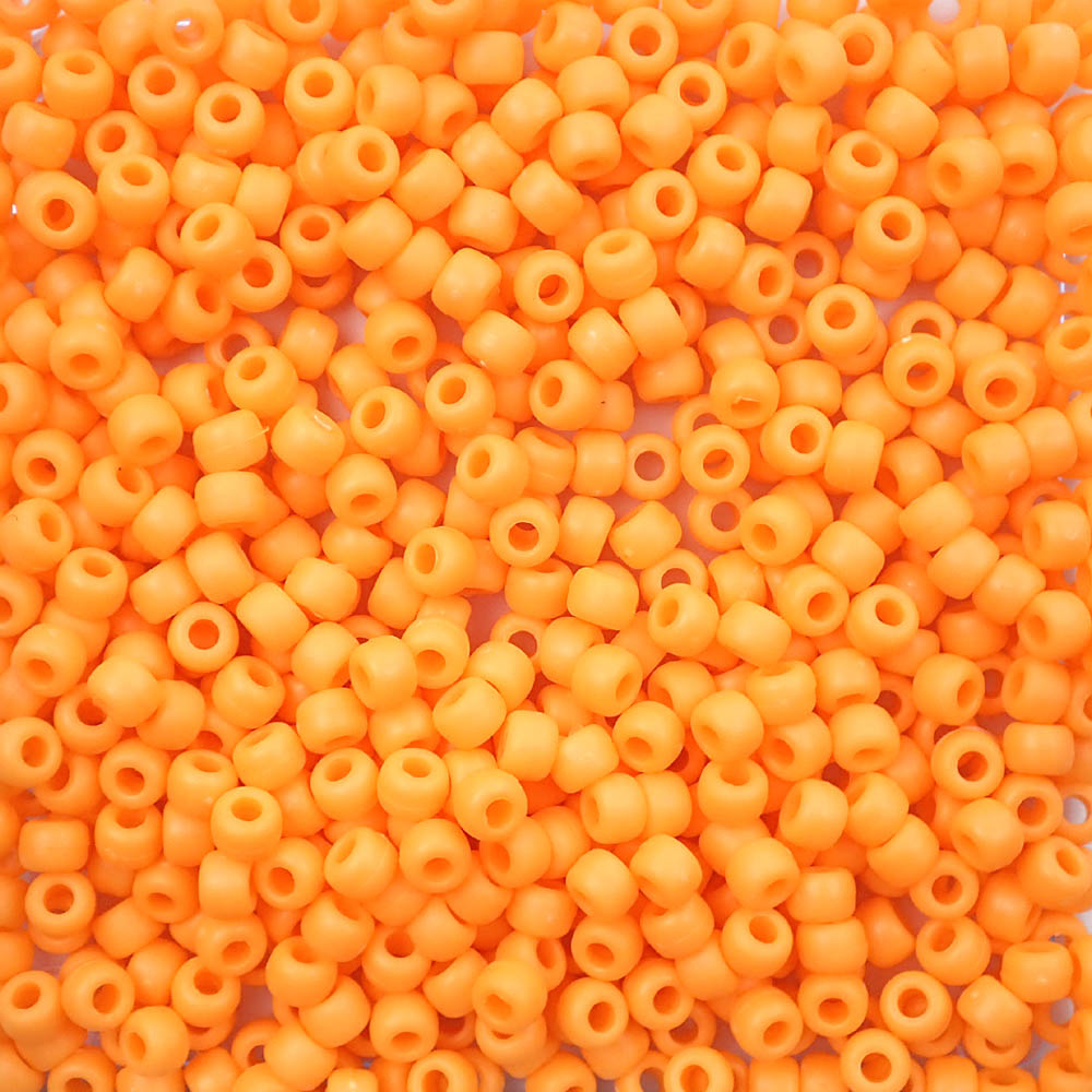Matte Orange Plastic Pony Beads. Size 6 x 9 mm. Craft Beads.