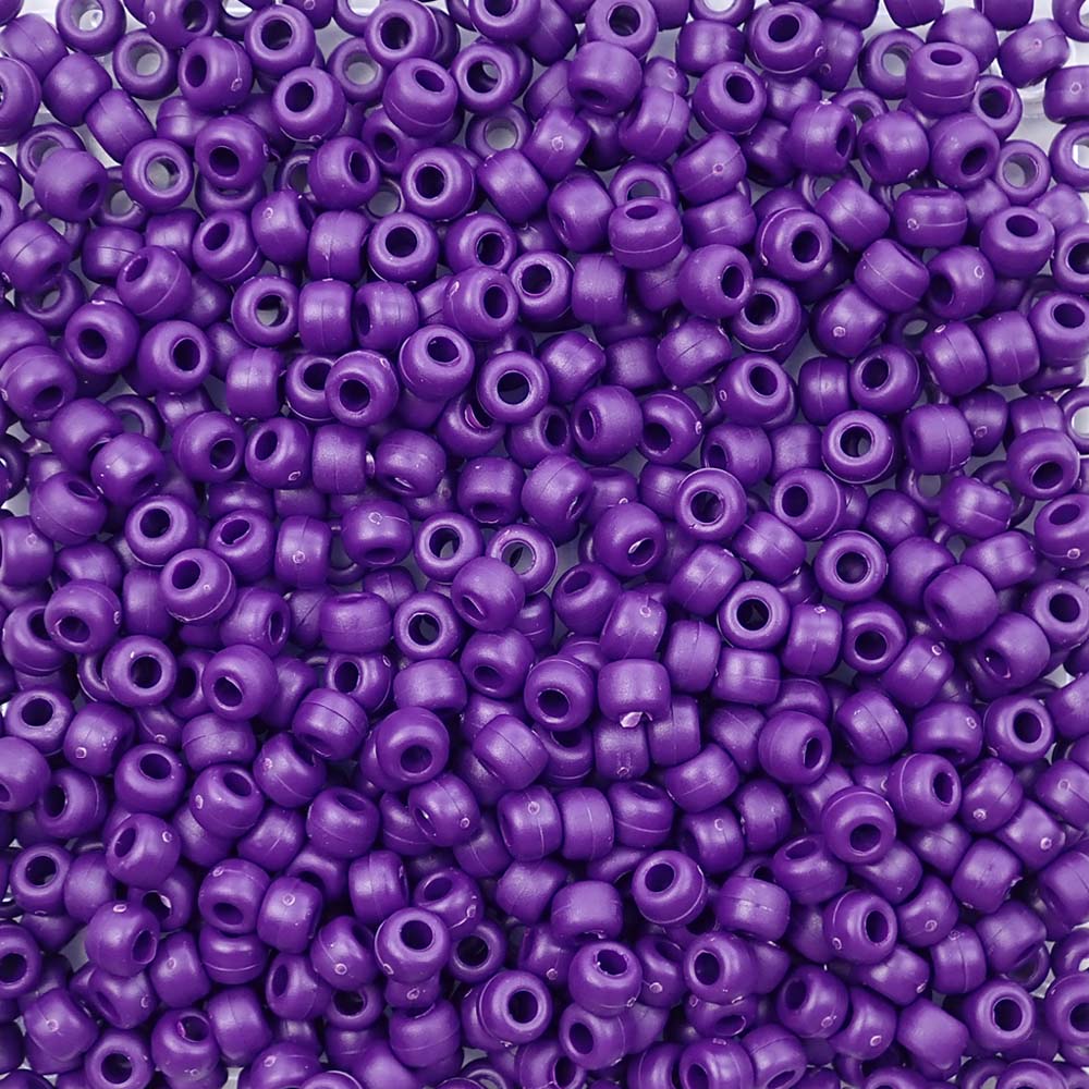 Matte Plum Plastic Pony Beads. Size 6 x 9 mm. Craft Beads.