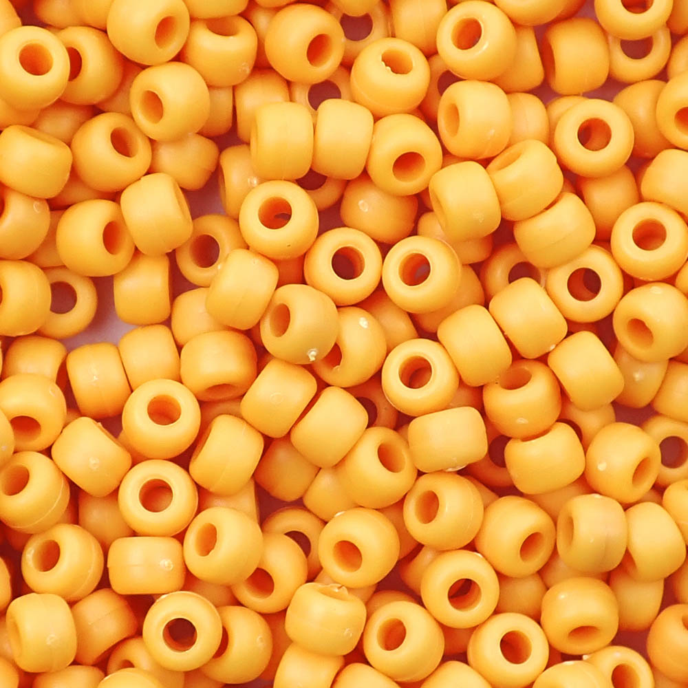 Matte Goldenrod Plastic Pony Beads 6 x 9mm, 500 beads