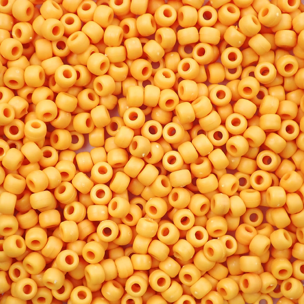 Matte Goldenrod Plastic Pony Beads 6 x 9mm, 500 beads