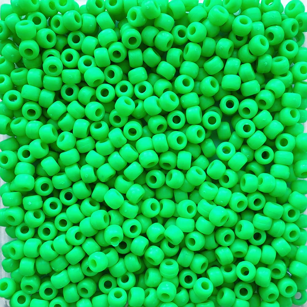 Matte Grasshopper Plastic Pony Beads. Size 6 x 9 mm. Craft Beads.