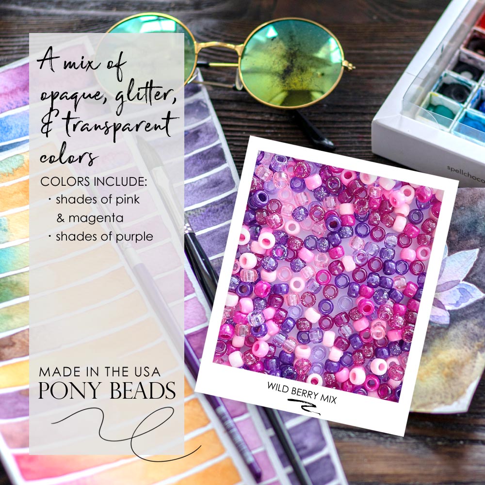 wild berry mix pink & purple pony beads