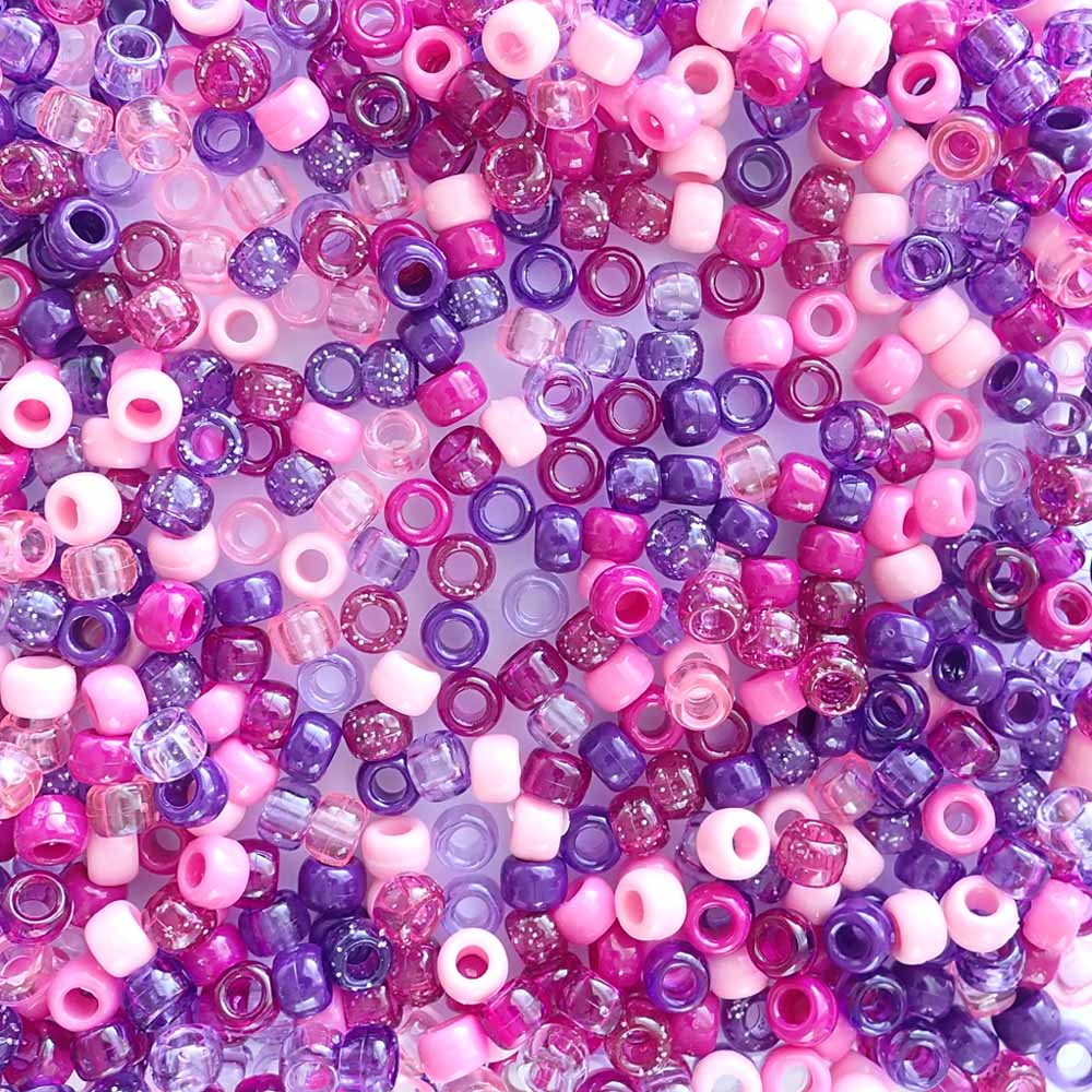 Purple Mix Plastic Pony Beads 6 x 9mm