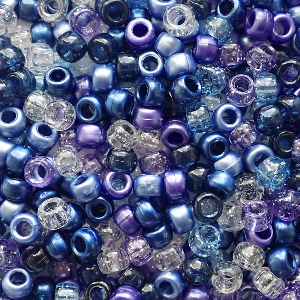 Midnight Sky Mix Plastic Pony Beads 6 x 9mm, 500 beads