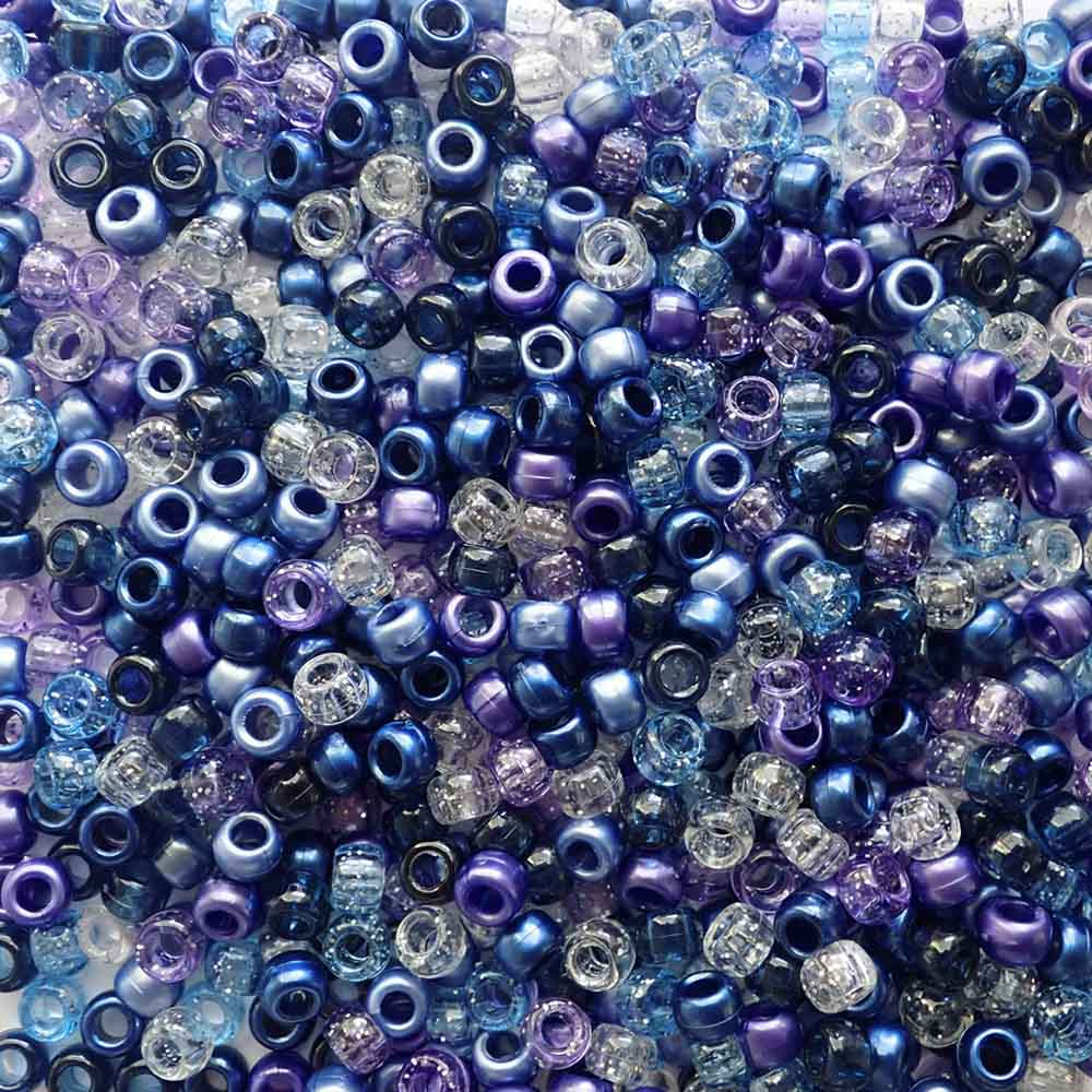 Midnight Sky Mix Plastic Pony Beads 6 x 9mm, 500 beads