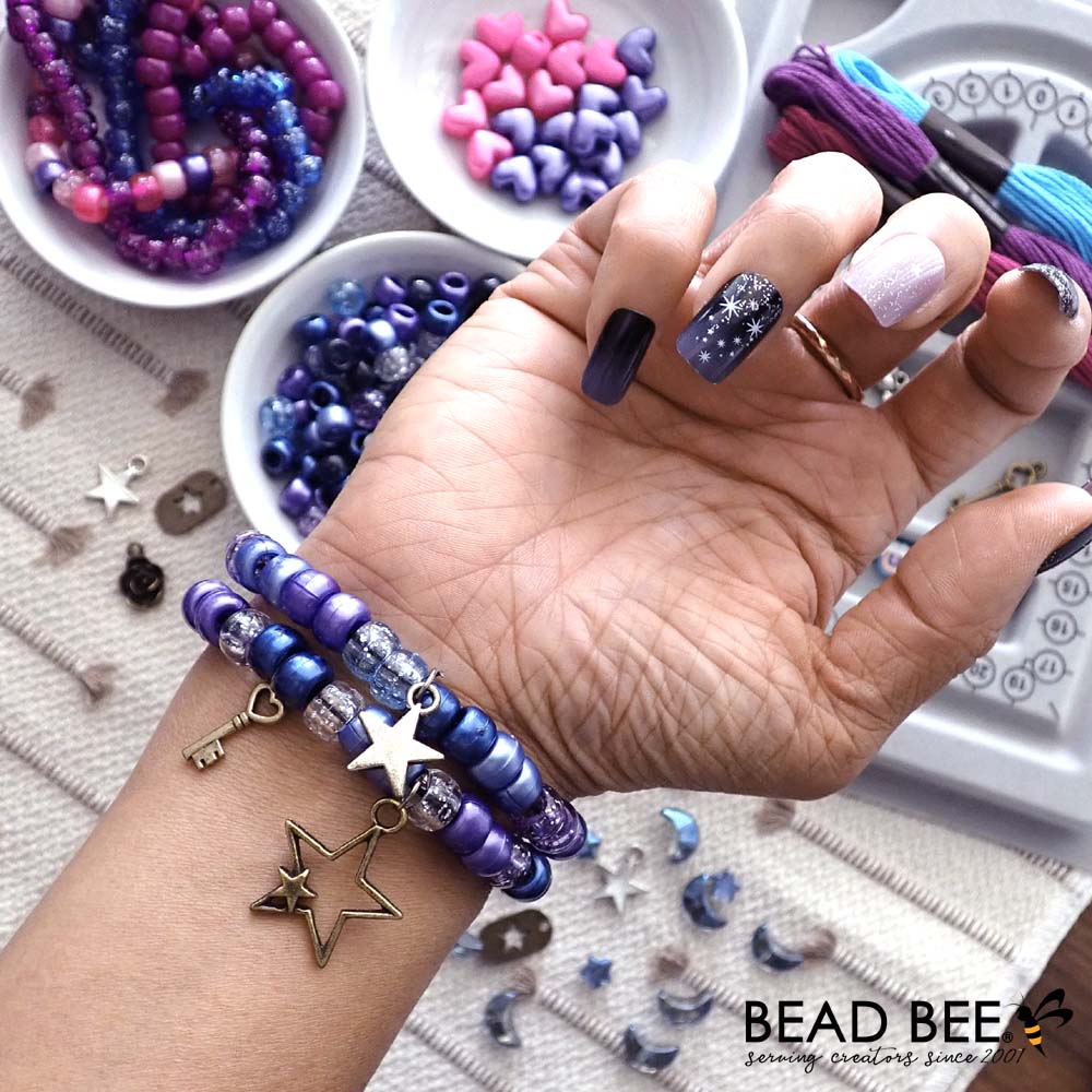 Midnight Sky Mix Plastic Pony Beads 6 x 9mm, 500 beads