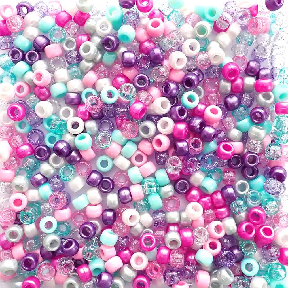 Fairy Princess Color Mix Plastic Pony Beads 6 x 9mm, 500 beads
