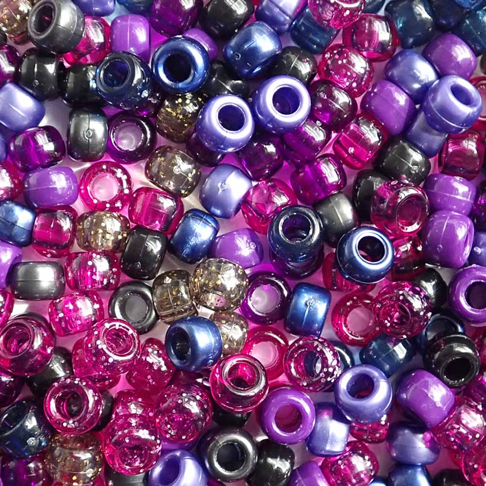 Twilight Glamour Mix Plastic Pony Beads 6 x 9mm, 500 beads