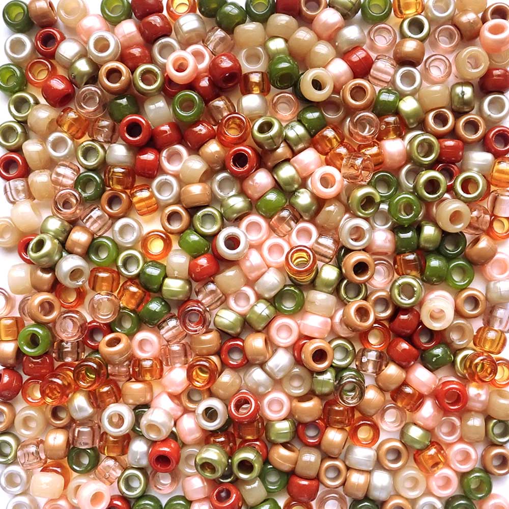 Boho Garden Earth Tones Mix Plastic Pony Beads 6 x 9mm, 500 beads