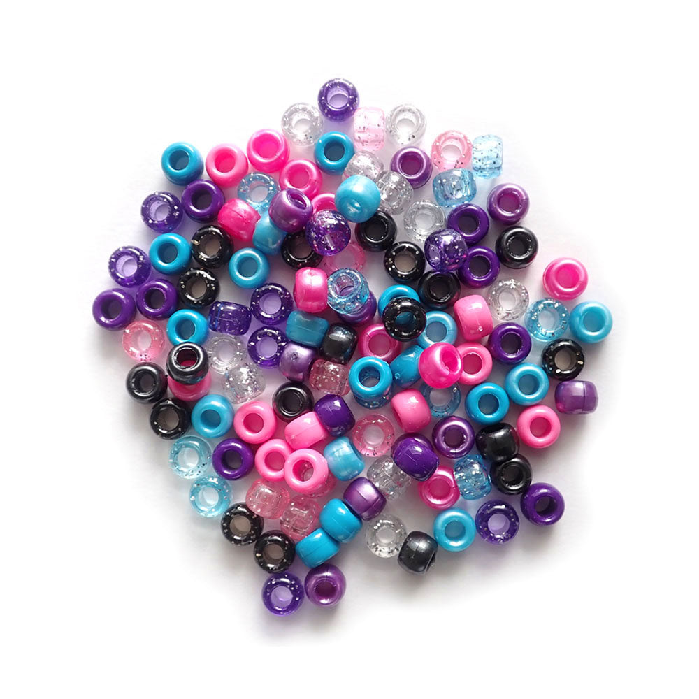 Pop Star Mix Plastic Pony Beads 6 x 9mm, 500 beads