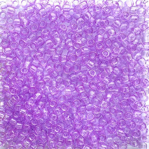 Light Purple Transparent Plastic Pony Beads 6 x 9mm, 500 beads