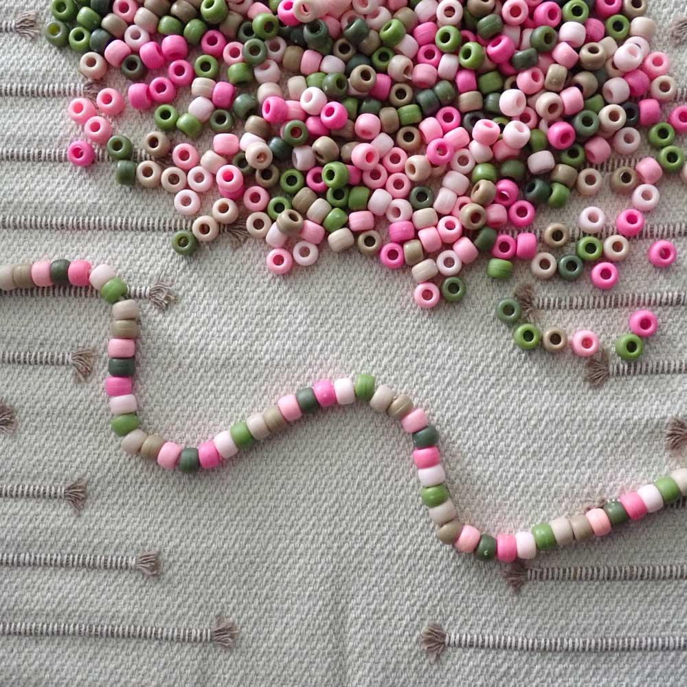 Matte Pink Camouflage Mix Plastic Pony Beads 6 x 9mm, 1500 beads