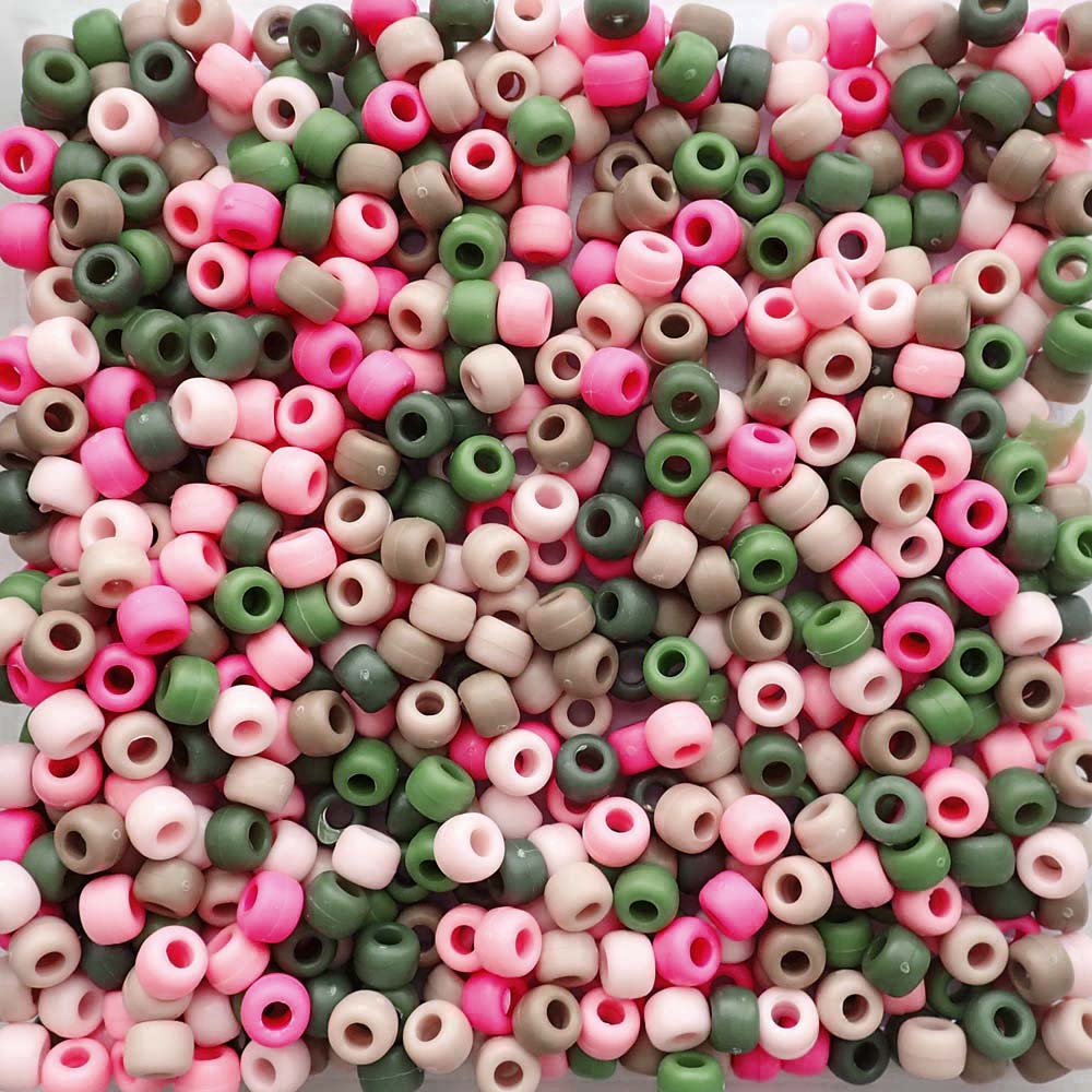 matte pink camouflage mix pony beads