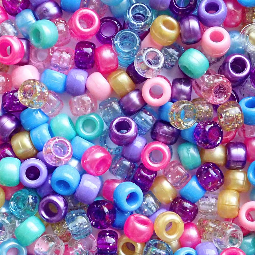 Princess Confetti Mix Plastic Pony Beads, 6x9mm, 500 beads