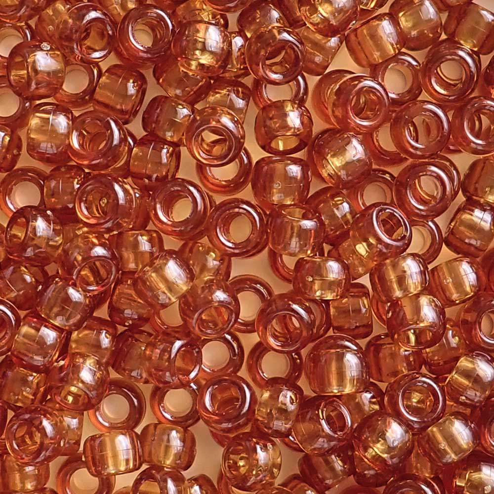 Autumn Orange Plastic Pony Beads. Size 6 x 9 mm. Craft Beads.
