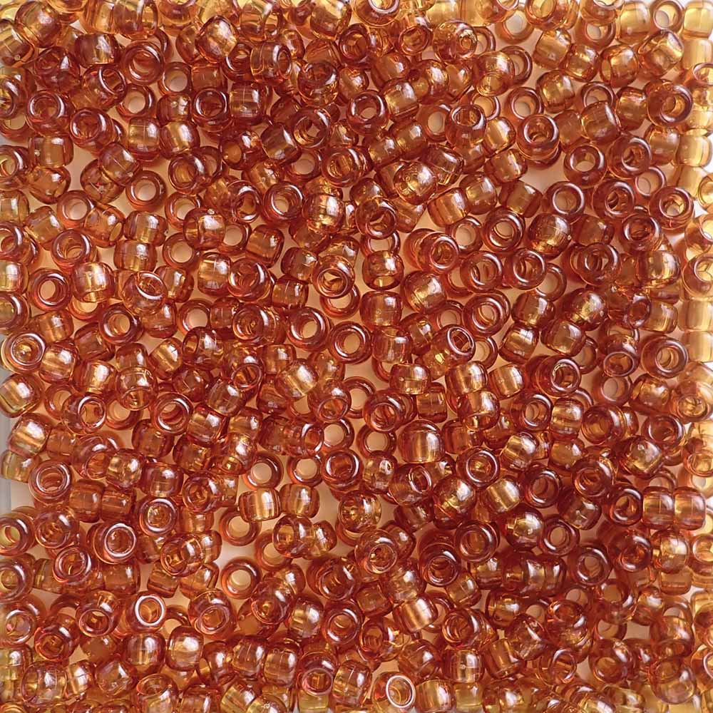 Autumn Orange Plastic Pony Beads. Size 6 x 9 mm. Craft Beads. Made in the USA.