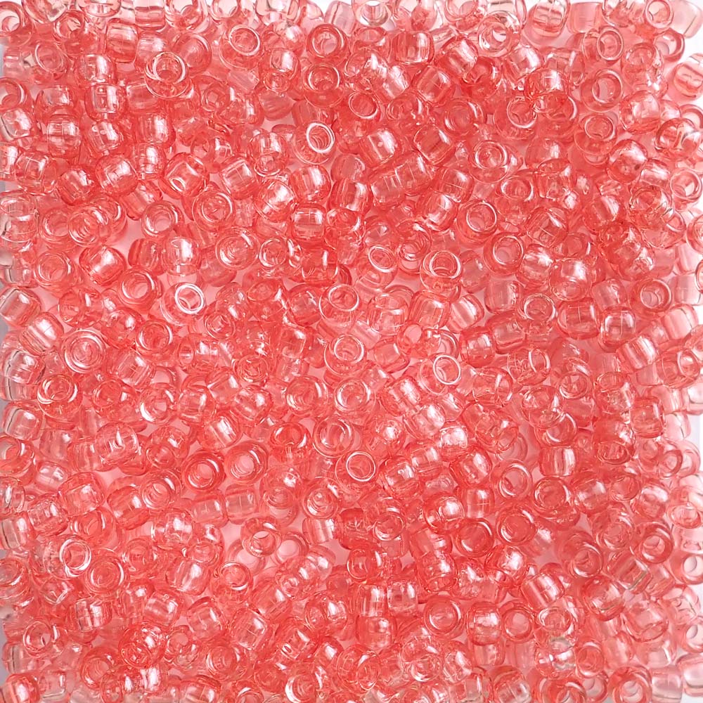 Citrus Orange Transparent Plastic Pony Beads 6 x 9mm, 500 beads