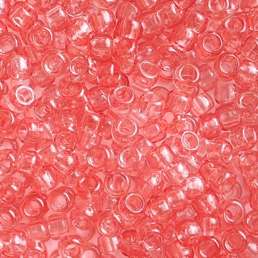 Tangerine Plastic Pony Beads. Size 6 x 9 mm. Craft Beads.