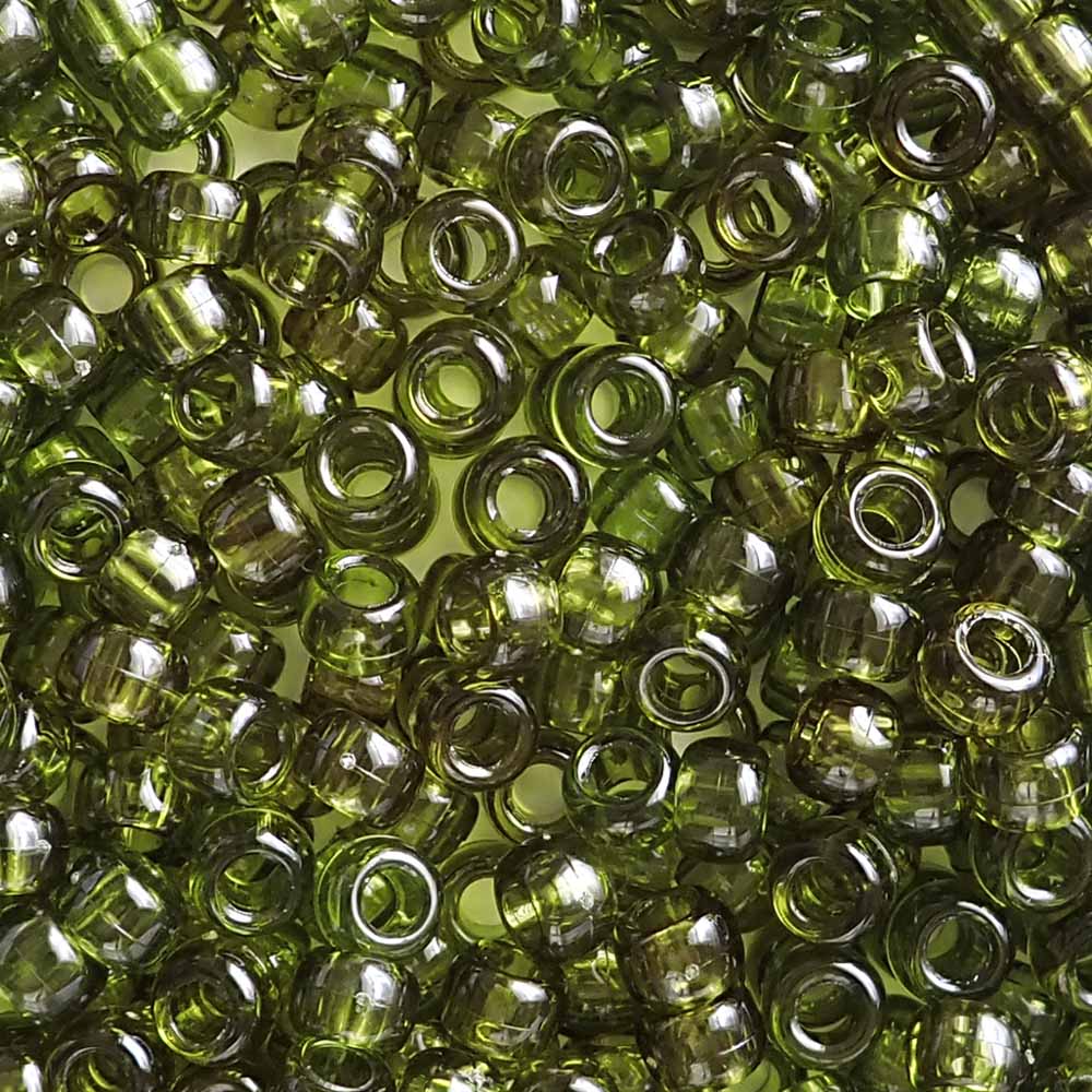 Vintage Avocado Plastic Pony Beads. Size 6 x 9 mm. Craft Beads.