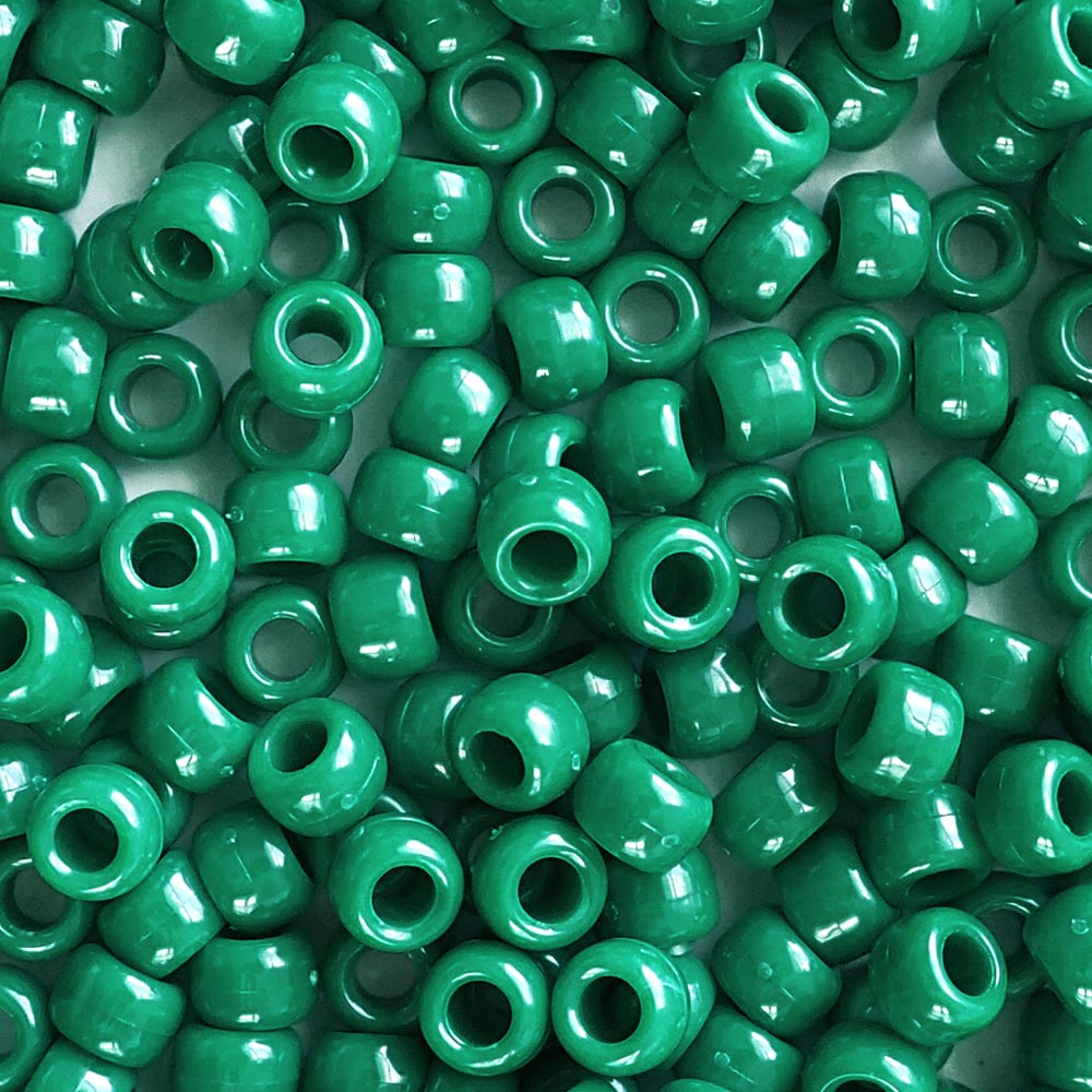 Green Marble Plastic Pony Beads. Size 6 x 9 mm. Craft Beads.