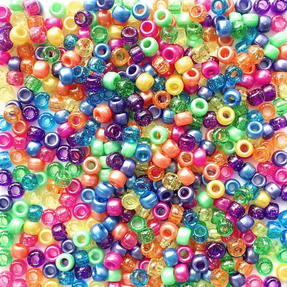 Pony beads in glitter and pearl colors