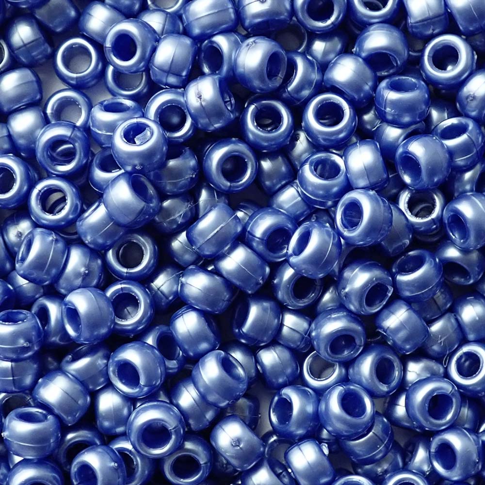 Wildflower Blue Pearl Plastic Pony Beads 6 x 9mm, 500 beads