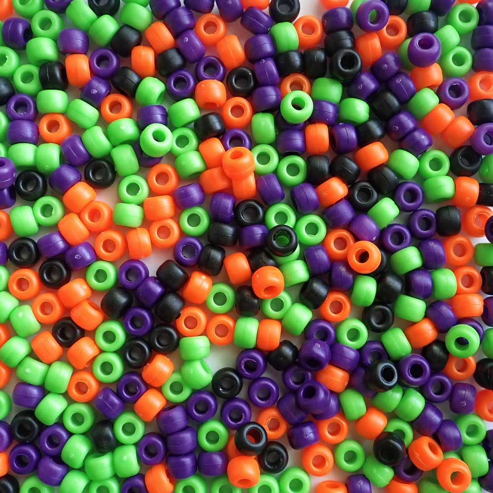 Matte Holloween Colors Plastic Pony Beads. Size 6 x 9 mm. Craft Beads for making bracelets, jewelry making, arts & crafts.