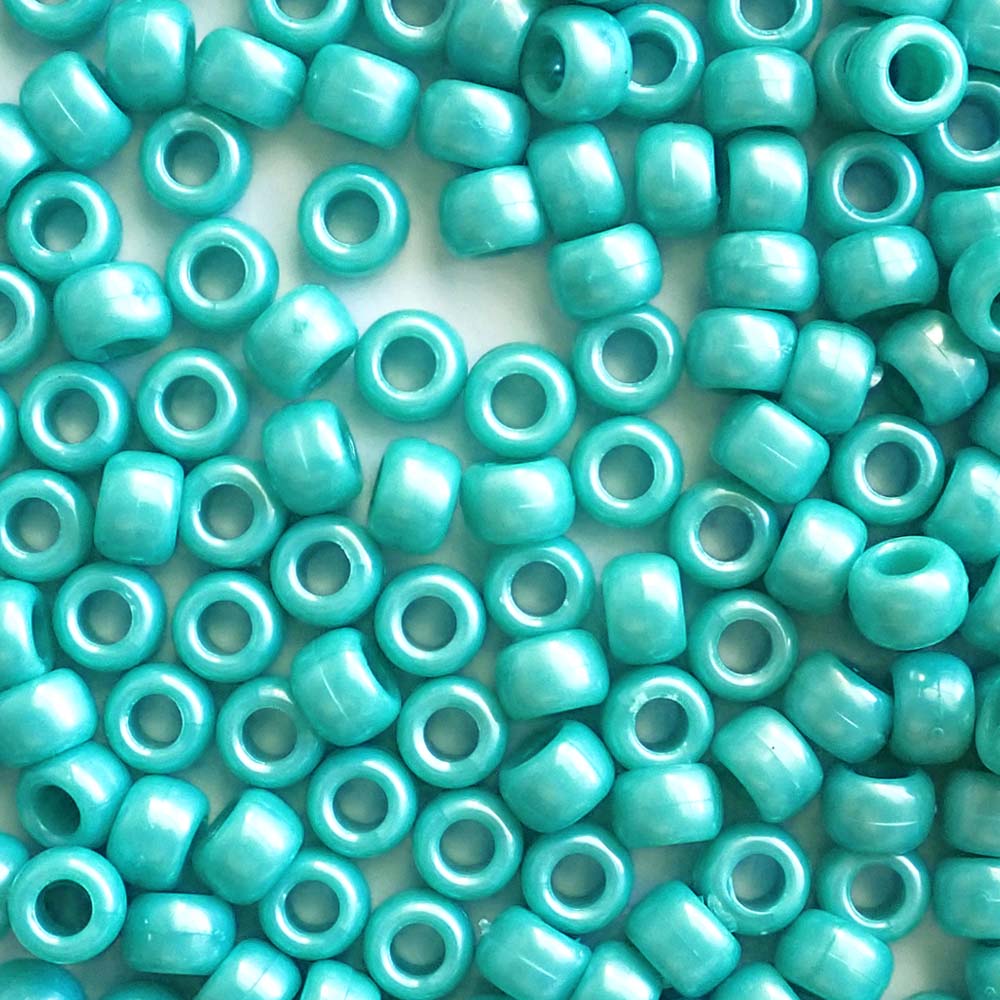 Light Turquoise Pearl Plastic Pony Beads 6 x 9mm, 500 beads