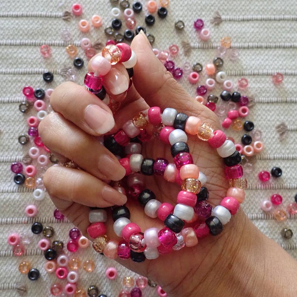 Midnight Rose Mix Plastic Pony Beads 6 x 9mm, 500 beads