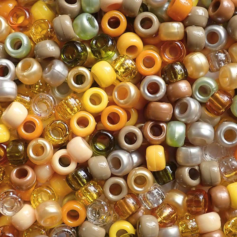 Golden Harvest Mix Plastic Pony Beads 6 x 9mm, 500 beads