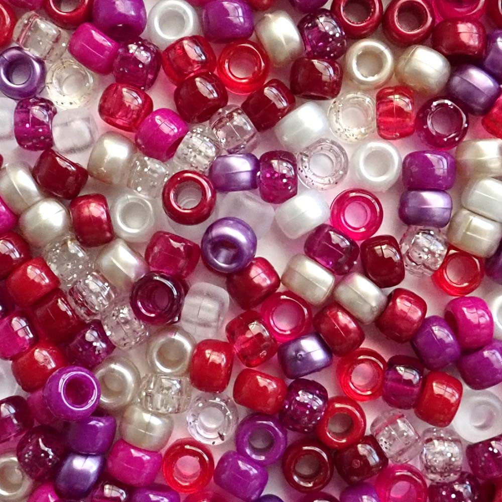 Winterberry Mix Plastic Pony Beads 6 x 9mm, 500 beads