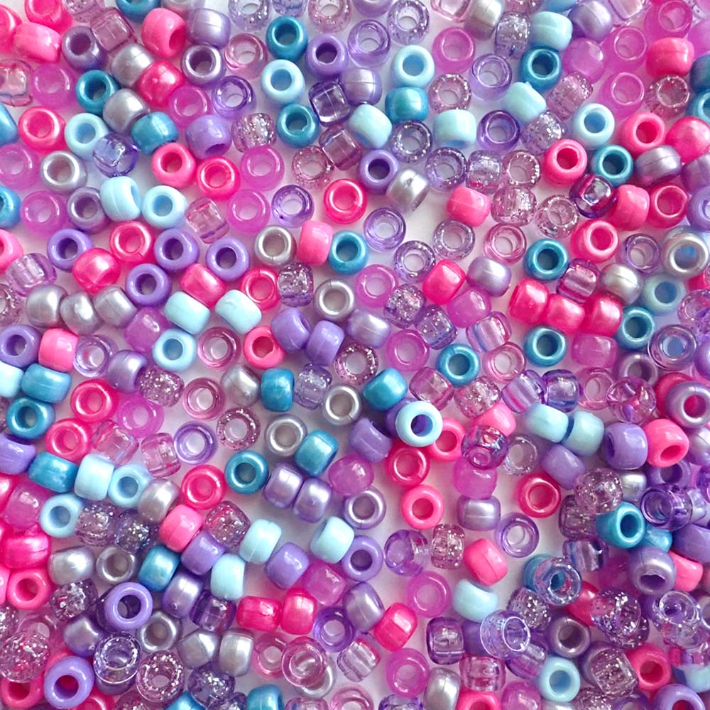Lavender Dreams Purple Mix Plastic Pony Beads 6 x 9mm, 500 beads
